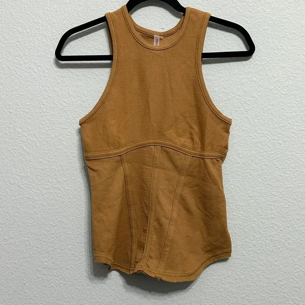 NEW Free People Headstart Sand Purple Corset Sleeveless Tank Top Md Athleisure - Picture 8 of 8